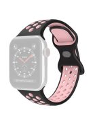 For Apple Watch Series 10 42mm / 9 8 7 41mm / 6 5 4 SE SE (2022) SE (2023) 40mm / 3 2 1 38mm Silicone Watch Band Dual Color, Size: S / M - Black / Pink