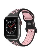 For Apple Watch Series 10 42mm / 9 8 7 41mm / 6 5 4 SE SE (2022) SE (2023) 40mm / 3 2 1 38mm Silicone Watch Band Dual Color, Size: S / M - Black / Pink