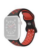 For Apple Watch Series 10 42mm / 9 8 7 41mm / 6 5 4 SE SE (2022) SE (2023) 40mm / 3 2 1 38mm Silicone Watch Band Dual Color, Size: S / M - Black / Red