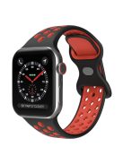 For Apple Watch Series 10 42mm / 9 8 7 41mm / 6 5 4 SE SE (2022) SE (2023) 40mm / 3 2 1 38mm Silicone Watch Band Dual Color, Size: S / M - Black / Red