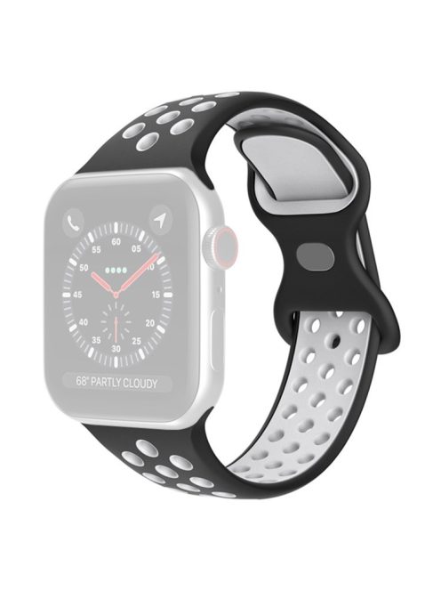 For Apple Watch Series 10 42mm / 9 8 7 41mm / 6 5 4 SE SE (2022) SE (2023) 40mm / 3 2 1 38mm Silicone Watch Band Dual Color, Size: S / M - Black / White