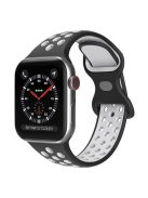 For Apple Watch Series 10 42mm / 9 8 7 41mm / 6 5 4 SE SE (2022) SE (2023) 40mm / 3 2 1 38mm Silicone Watch Band Dual Color, Size: S / M - Black / White