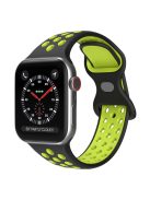 For Apple Watch Series 10 42mm / 9 8 7 41mm / 6 5 4 SE SE (2022) SE (2023) 40mm / 3 2 1 38mm Silicone Watch Band Dual Color, Size: S / M - Black / Yellow