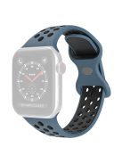 For Apple Watch Series 10 42mm / 9 8 7 41mm / 6 5 4 SE SE (2022) SE (2023) 40mm / 3 2 1 38mm Silicone Watch Band Dual Color, Size: S / M - Blue / Black