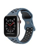 For Apple Watch Series 10 42mm / 9 8 7 41mm / 6 5 4 SE SE (2022) SE (2023) 40mm / 3 2 1 38mm Silicone Watch Band Dual Color, Size: S / M - Blue / Black