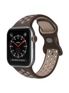 For Apple Watch Series 10 42mm / 9 8 7 41mm / 6 5 4 SE SE (2022) SE (2023) 40mm / 3 2 1 38mm Silicone Watch Band Dual Color, Size: S / M - Brown / Light Yellow