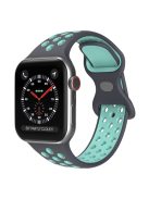 For Apple Watch Series 10 42mm / 9 8 7 41mm / 6 5 4 SE SE (2022) SE (2023) 40mm / 3 2 1 38mm Silicone Watch Band Dual Color, Size: S / M - Dark Grey / Teal Green