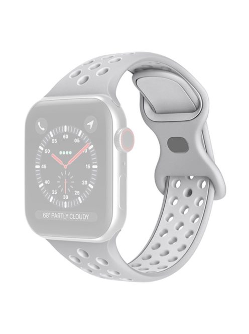 For Apple Watch Series 10 42mm / 9 8 7 41mm / 6 5 4 SE SE (2022) SE (2023) 40mm / 3 2 1 38mm Silicone Watch Band Dual Color, Size: S / M - Gray / White