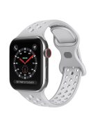 For Apple Watch Series 10 42mm / 9 8 7 41mm / 6 5 4 SE SE (2022) SE (2023) 40mm / 3 2 1 38mm Silicone Watch Band Dual Color, Size: S / M - Gray / White