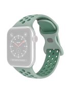 For Apple Watch Series 10 42mm / 9 8 7 41mm / 6 5 4 SE SE (2022) SE (2023) 40mm / 3 2 1 38mm Silicone Watch Band Dual Color, Size: S / M - Light Green / Green