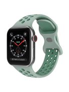 For Apple Watch Series 10 42mm / 9 8 7 41mm / 6 5 4 SE SE (2022) SE (2023) 40mm / 3 2 1 38mm Silicone Watch Band Dual Color, Size: S / M - Light Green / Green