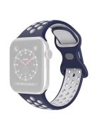 For Apple Watch Series 10 42mm / 9 8 7 41mm / 6 5 4 SE SE (2022) SE (2023) 40mm / 3 2 1 38mm Silicone Watch Band Dual Color, Size: S / M - Midnight Blue / White