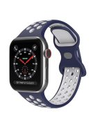 For Apple Watch Series 10 42mm / 9 8 7 41mm / 6 5 4 SE SE (2022) SE (2023) 40mm / 3 2 1 38mm Silicone Watch Band Dual Color, Size: S / M - Midnight Blue / White