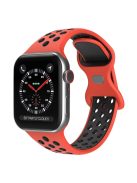 For Apple Watch Series 10 42mm / 9 8 7 41mm / 6 5 4 SE SE (2022) SE (2023) 40mm / 3 2 1 38mm Silicone Watch Band Dual Color, Size: S / M - Red / Black