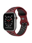 For Apple Watch Series 10 42mm / 9 8 7 41mm / 6 5 4 SE SE (2022) SE (2023) 40mm / 3 2 1 38mm Silicone Watch Band Dual Color, Size: S / M - Wine Red / Black