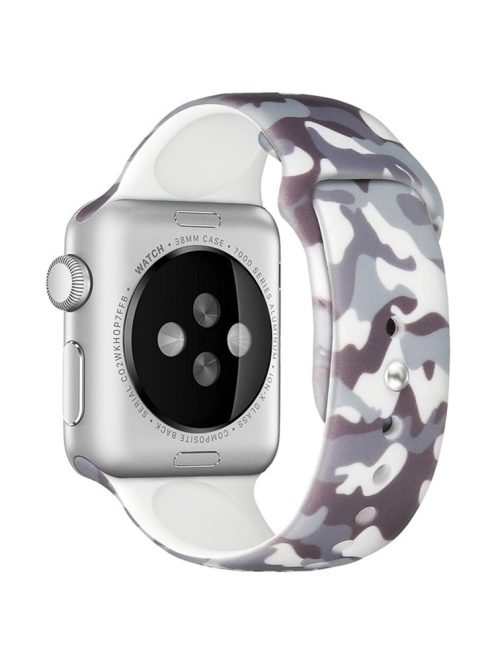 For Apple Watch Series 10 42mm / 9 8 7 41mm / 6 5 4 SE SE (2022) SE (2023) 40mm / 3 2 1 38mm Silicone Watch Band Fadeless Pattern Printed Sport Strap Replacement - Camouflage