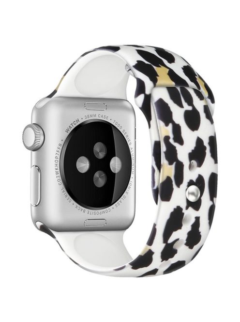 For Apple Watch Series 10 42mm / 9 8 7 41mm / 6 5 4 SE SE (2022) SE (2023) 40mm / 3 2 1 38mm Silicone Watch Band Fadeless Pattern Printed Sport Strap Replacement - Leopard Print