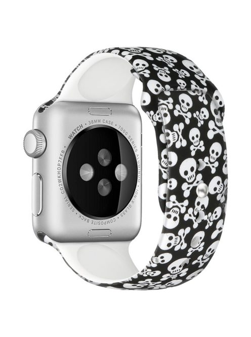 For Apple Watch Series 10 42mm / 9 8 7 41mm / 6 5 4 SE SE (2022) SE (2023) 40mm / 3 2 1 38mm Silicone Watch Band Fadeless Pattern Printed Sport Strap Replacement - Skeleton