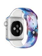 For Apple Watch Series 10 42mm / 9 8 7 41mm / 6 5 4 SE SE (2022) SE (2023) 40mm / 3 2 1 38mm Silicone Watch Band Fadeless Pattern Printed Sport Strap Replacement - Starry Sky