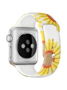 For Apple Watch Series 10 42mm / 9 8 7 41mm / 6 5 4 SE SE (2022) SE (2023) 40mm / 3 2 1 38mm Silicone Watch Band Fadeless Pattern Printed Sport Strap Replacement - Sunflower