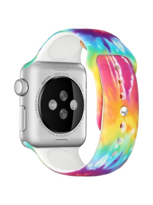 For Apple Watch Series 10 42mm / 9 8 7 41mm / 6 5 4 SE SE (2022) SE (2023) 40mm / 3 2 1 38mm Silicone Watch Band Fadeless Pattern Printed Sport Strap Replacement - Tie-Dyed