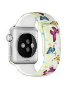 For Apple Watch Series 10 42mm / 9 8 7 41mm / 6 5 4 SE SE (2022) SE (2023) 40mm / 3 2 1 38mm Silicone Watch Band Fadeless Pattern Printed Sport Strap Replacement - Tricolor Butterflies