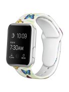 For Apple Watch Series 10 42mm / 9 8 7 41mm / 6 5 4 SE SE (2022) SE (2023) 40mm / 3 2 1 38mm Silicone Watch Band Fadeless Pattern Printed Sport Strap Replacement - Tricolor Butterflies