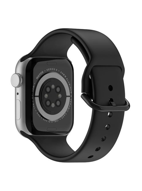 For Apple Watch Series 10 42mm / 9 8 7 41mm / 6 5 4 SE SE (2022) SE (2023) 40mm / 3 2 1 38mm Silicone Watch Band Pin Buckle Wrist Strap Replacement - Black