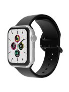 For Apple Watch Series 10 42mm / 9 8 7 41mm / 6 5 4 SE SE (2022) SE (2023) 40mm / 3 2 1 38mm Silicone Watch Band Pin Buckle Wrist Strap Replacement - Black