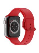 For Apple Watch Series 10 42mm / 9 8 7 41mm / 6 5 4 SE SE (2022) SE (2023) 40mm / 3 2 1 38mm Silicone Watch Band Pin Buckle Wrist Strap Replacement - Red