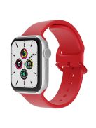 For Apple Watch Series 10 42mm / 9 8 7 41mm / 6 5 4 SE SE (2022) SE (2023) 40mm / 3 2 1 38mm Silicone Watch Band Pin Buckle Wrist Strap Replacement - Red