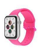 For Apple Watch Series 10 42mm / 9 8 7 41mm / 6 5 4 SE SE (2022) SE (2023) 40mm / 3 2 1 38mm Silicone Watch Band Pin Buckle Wrist Strap Replacement - Rose