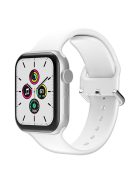 For Apple Watch Series 10 42mm / 9 8 7 41mm / 6 5 4 SE SE (2022) SE (2023) 40mm / 3 2 1 38mm Silicone Watch Band Pin Buckle Wrist Strap Replacement - White