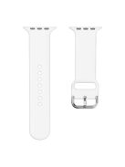 For Apple Watch Series 10 42mm / 9 8 7 41mm / 6 5 4 SE SE (2022) SE (2023) 40mm / 3 2 1 38mm Silicone Watch Band Pin Buckle Wrist Strap Replacement - White