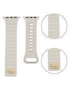 For Apple Watch Series 10 42mm / 9 8 7 41mm / 6 5 4 SE SE (2022) SE (2023) 40mm / 3 2 1 38mm Silicone Watch Band Quick Release Watch Strap Replacement Watchband with Button - Beige