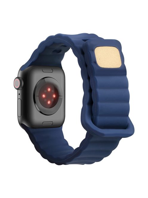 For Apple Watch Series 10 42mm / 9 8 7 41mm / 6 5 4 SE SE (2022) SE (2023) 40mm / 3 2 1 38mm Silicone Watch Band Quick Release Watch Strap Replacement Watchband with Button - Dark Blue