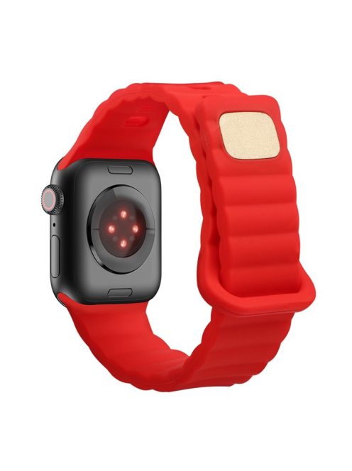 For Apple Watch Series 10 42mm / 9 8 7 41mm / 6 5 4 SE SE (2022) SE (2023) 40mm / 3 2 1 38mm Silicone Watch Band Quick Release Watch Strap Replacement Watchband with Button - Red