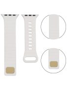 For Apple Watch Series 10 42mm / 9 8 7 41mm / 6 5 4 SE SE (2022) SE (2023) 40mm / 3 2 1 38mm Silicone Watch Band Quick Release Watch Strap Replacement Watchband with Button - White