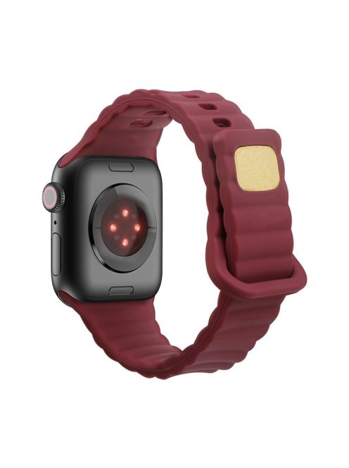 For Apple Watch Series 10 42mm / 9 8 7 41mm / 6 5 4 SE SE (2022) SE (2023) 40mm / 3 2 1 38mm Silicone Watch Band Quick Release Watch Strap Replacement Watchband with Button - Wine Red