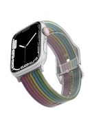 For Apple Watch Series 10 42mm / 9 8 7 41mm / 6 5 4 SE SE (2022) SE (2023) 40mm / 3 2 1 38mm Silicone Watch Band Rainbow Color Watch Strap Quick Release Watchband - Black Rainbow