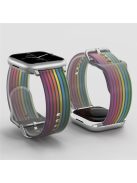 For Apple Watch Series 10 42mm / 9 8 7 41mm / 6 5 4 SE SE (2022) SE (2023) 40mm / 3 2 1 38mm Silicone Watch Band Rainbow Color Watch Strap Quick Release Watchband - Black Rainbow