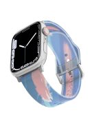 For Apple Watch Series 10 42mm / 9 8 7 41mm / 6 5 4 SE SE (2022) SE (2023) 40mm / 3 2 1 38mm Silicone Watch Band Rainbow Color Watch Strap Quick Release Watchband - Blue Pink