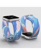 For Apple Watch Series 10 42mm / 9 8 7 41mm / 6 5 4 SE SE (2022) SE (2023) 40mm / 3 2 1 38mm Silicone Watch Band Rainbow Color Watch Strap Quick Release Watchband - Blue Pink