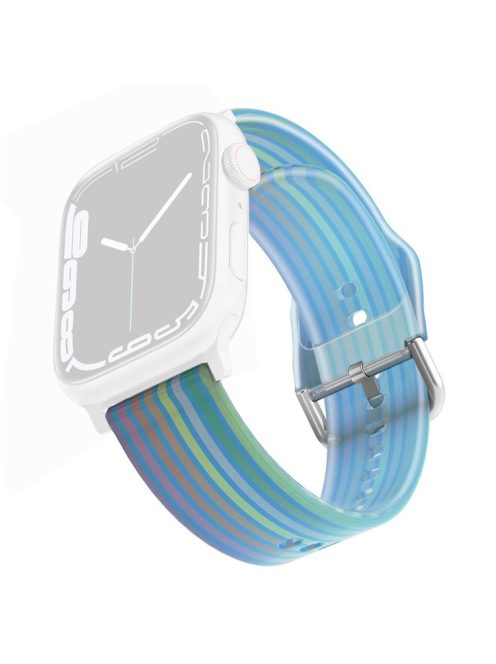 For Apple Watch Series 10 42mm / 9 8 7 41mm / 6 5 4 SE SE (2022) SE (2023) 40mm / 3 2 1 38mm Silicone Watch Band Rainbow Color Watch Strap Quick Release Watchband - Blue Rainbow