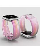 For Apple Watch Series 10 42mm / 9 8 7 41mm / 6 5 4 SE SE (2022) SE (2023) 40mm / 3 2 1 38mm Silicone Watch Band Rainbow Color Watch Strap Quick Release Watchband - Pink Rainbow