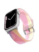 For Apple Watch Series 10 42mm / 9 8 7 41mm / 6 5 4 SE SE (2022) SE (2023) 40mm / 3 2 1 38mm Silicone Watch Band Rainbow Color Watch Strap Quick Release Watchband - Pink Yellow