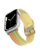 For Apple Watch Series 10 42mm / 9 8 7 41mm / 6 5 4 SE SE (2022) SE (2023) 40mm / 3 2 1 38mm Silicone Watch Band Rainbow Color Watch Strap Quick Release Watchband - Yellow Rainbow