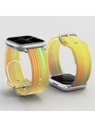 For Apple Watch Series 10 42mm / 9 8 7 41mm / 6 5 4 SE SE (2022) SE (2023) 40mm / 3 2 1 38mm Silicone Watch Band Rainbow Color Watch Strap Quick Release Watchband - Yellow Rainbow