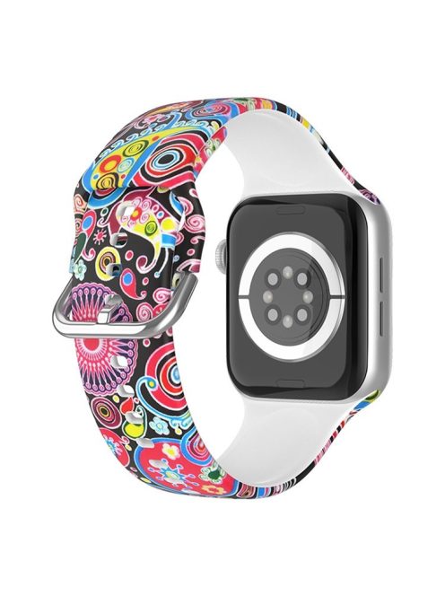 For Apple Watch Series 10 42mm / 9 8 7 41mm / 6 5 4 SE SE (2022) SE (2023) 40mm / 3 2 1 38mm Silicone Watch Strap - Colorful Flower