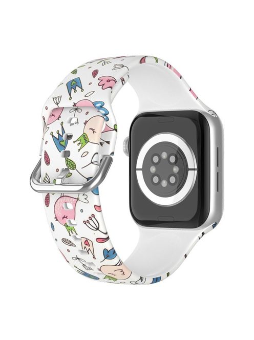 For Apple Watch Series 10 42mm / 9 8 7 41mm / 6 5 4 SE SE (2022) SE (2023) 40mm / 3 2 1 38mm Silicone Watch Strap - Graffiti White